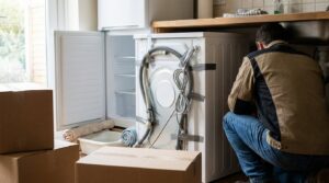 Washing machine and defrosting fridge prepared for a move
